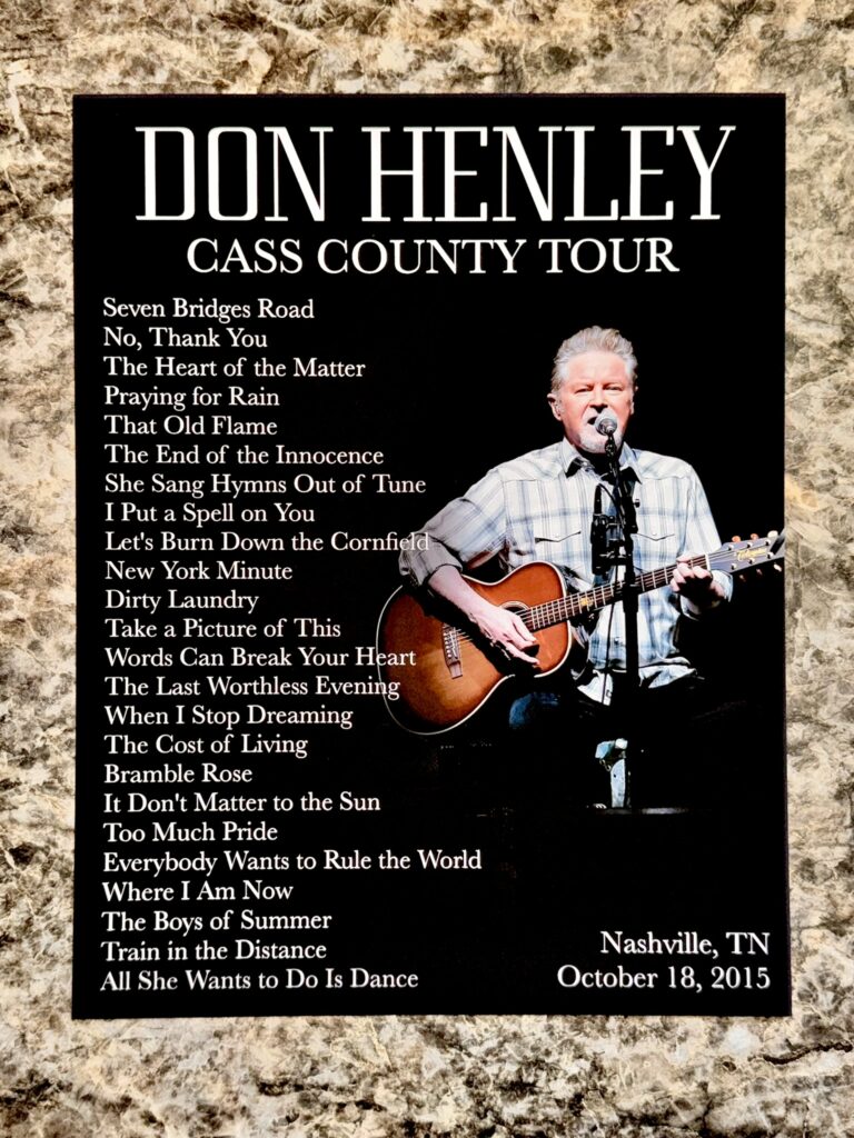 Don Henley - Cass County Tour 2015 Setlist