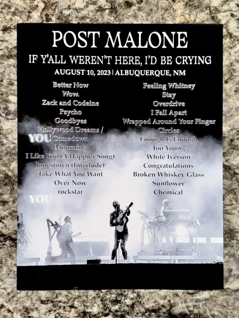 Post Malone - If Ya'll Weren't Here, I'd Be Crying 2023 Tour Setlist